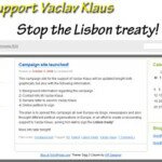 Campaign Site Launched: Support Vaclav Klaus – Stop the Lisbon Treaty!